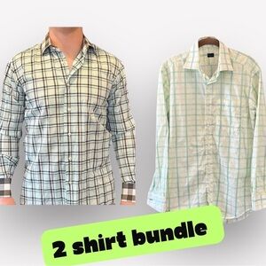🐠Paul Smith & Etro button down shirts plaid 38 blue green
